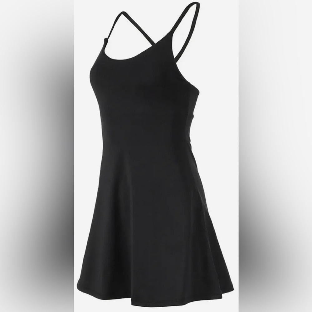 Solid Black Tennis Dress Skort Mini Dress Athletic Nicole Miller Sport L